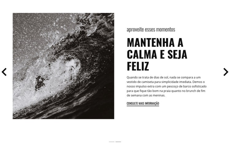 Mantenha a calma e conquiste as ondas Design do site