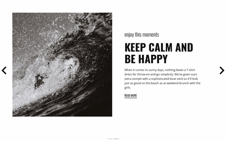 Blijf kalm en overwin de golven Website ontwerp