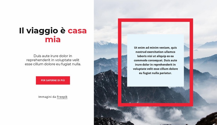 Il viaggio non finisce mai Mockup del sito web