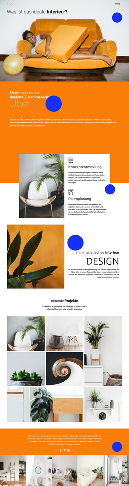 Multimedia-Basiertes Interieur – Website-Design-Vorlage