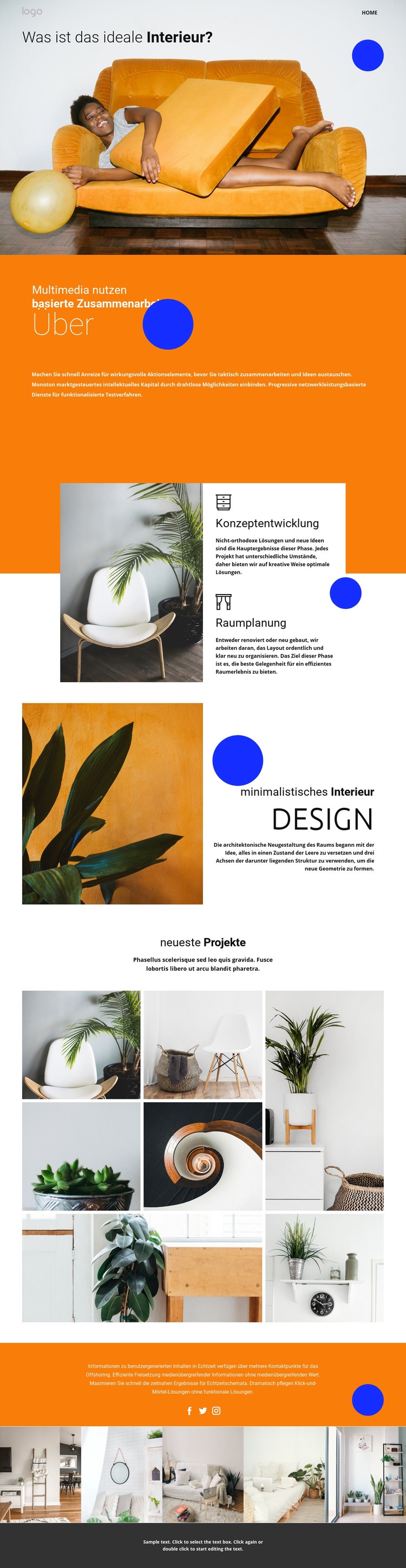 Multimedia-basiertes Interieur Landing Page