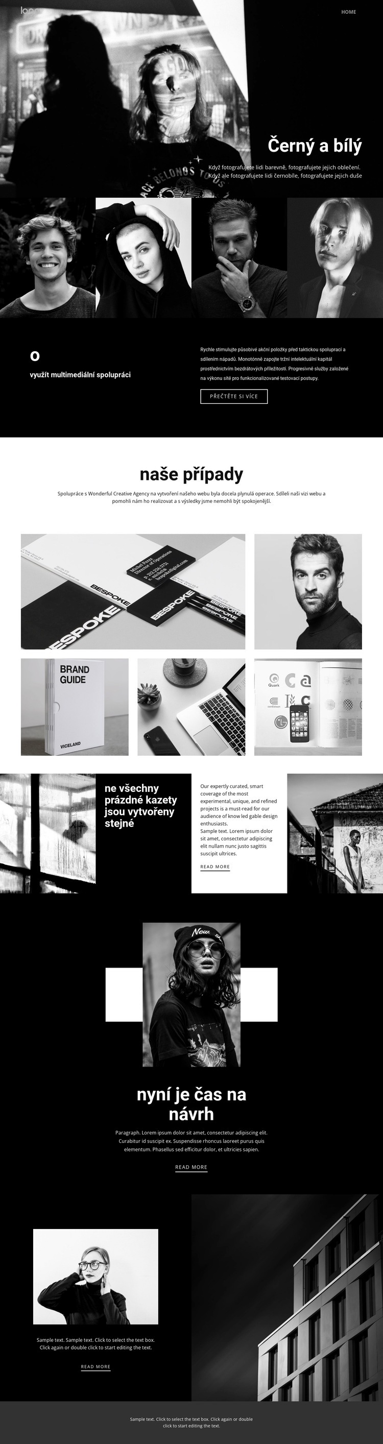 Černobílé barvy umění Šablona webové stránky