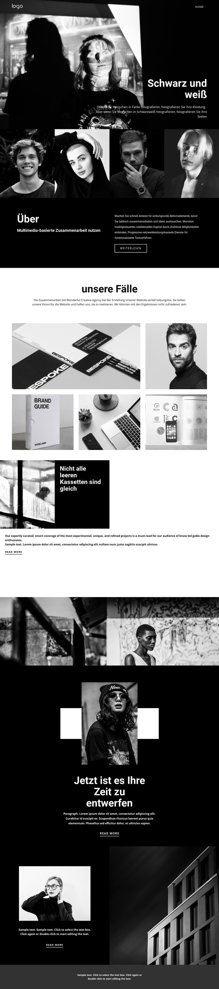 Schwarz-Weiß-Farben der Kunst HTML-Vorlage