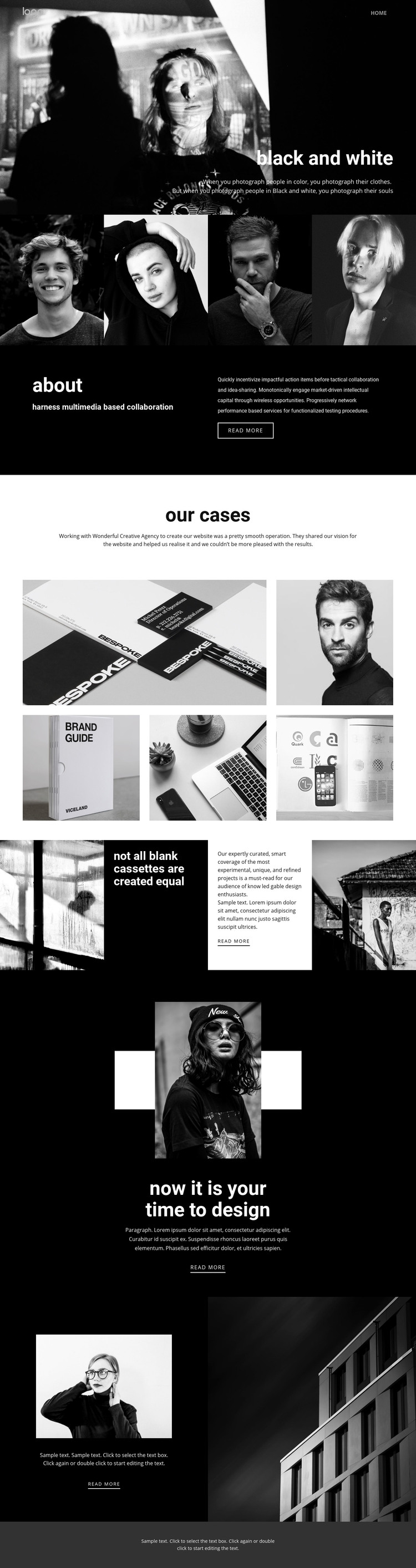 Black and white colors of art Homepage Design