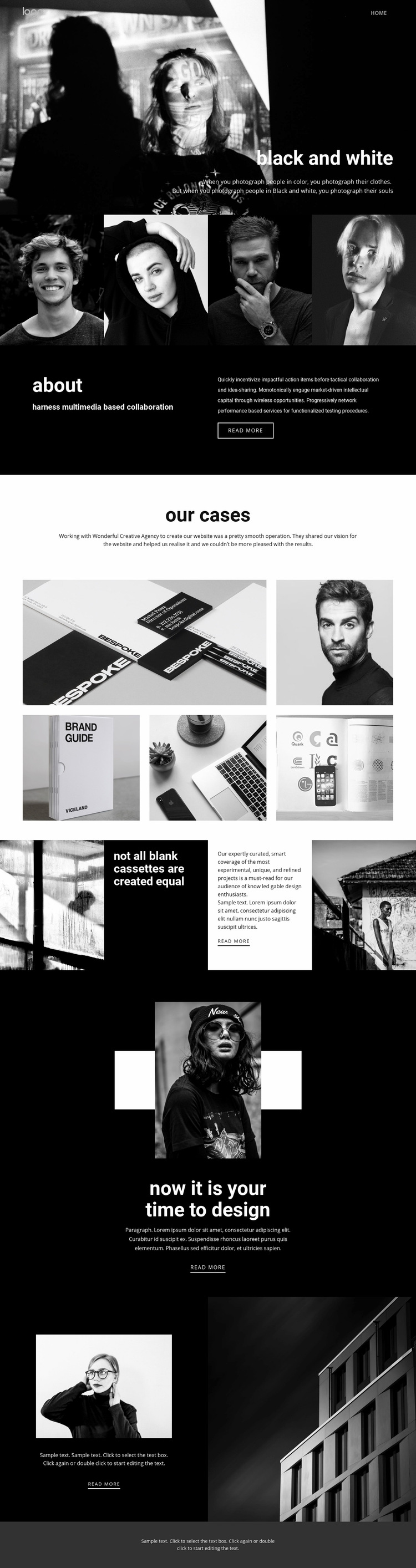 Black and white colors of art Web Page Design