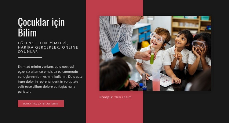 Çocuklar için Bilim Web sitesi tasarımı