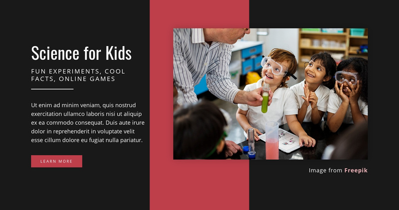 Science for Kids Web Page Design