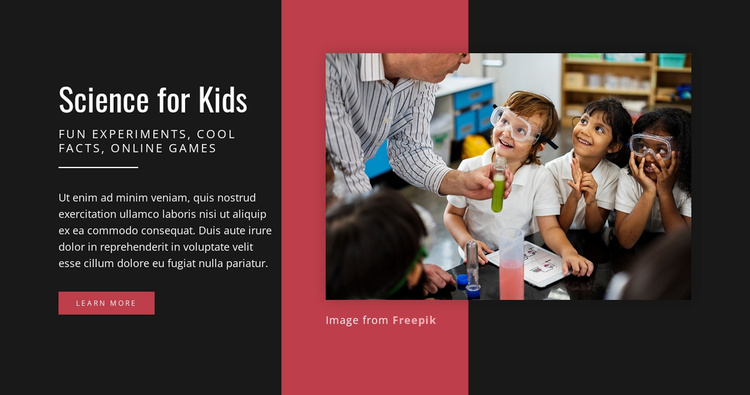 Science for Kids Landing Page