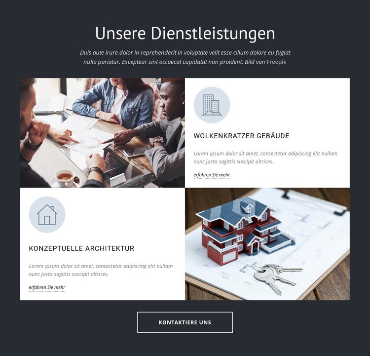 Architekten entwerfen Gruppendienste Landing Page