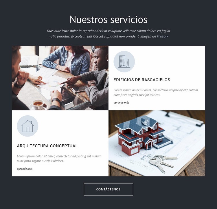 Servicios del grupo de diseño de arquitectos Creador de sitios web HTML