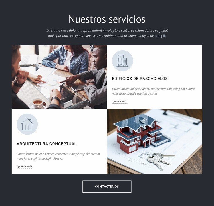 Servicios del grupo de diseño de arquitectos Maqueta de sitio web