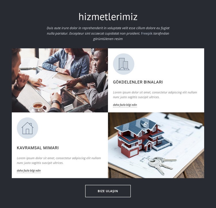 Mimarlar tasarım grubu hizmetleri Html Web Sitesi Oluşturucu