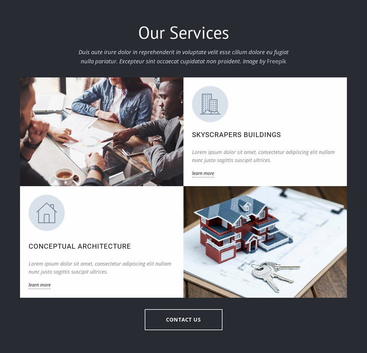 Architects design group services Website Mockup