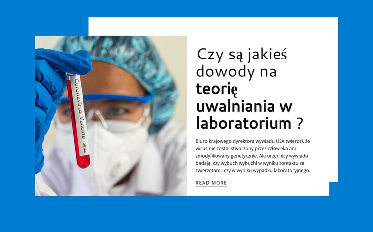 Teoria uwalniania laboratoryjnego Makieta strony internetowej