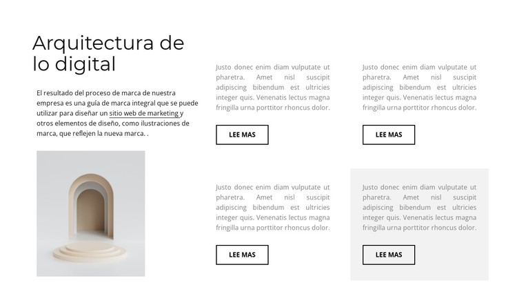 Cuatro columnas con texto Plantilla CSS