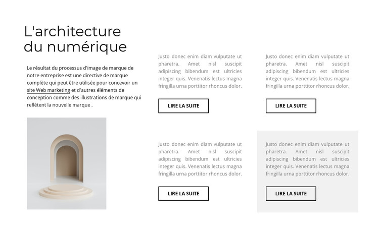 Quatre colonnes avec du texte Modèle HTML