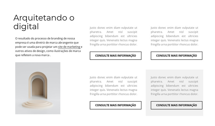 Quatro colunas com texto Tema WordPress