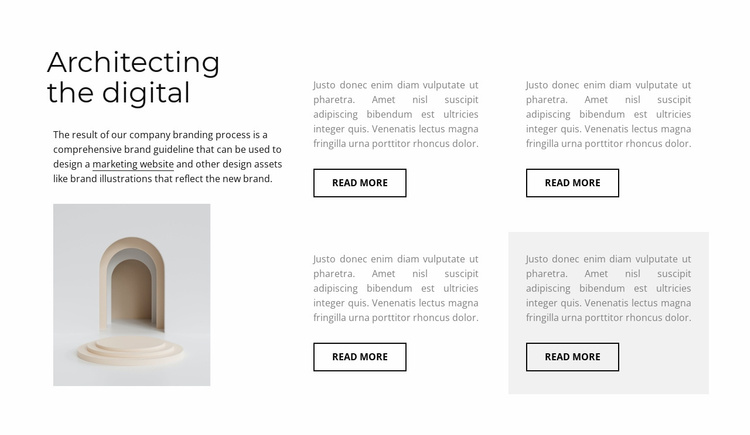 Four columns with text Landing Page