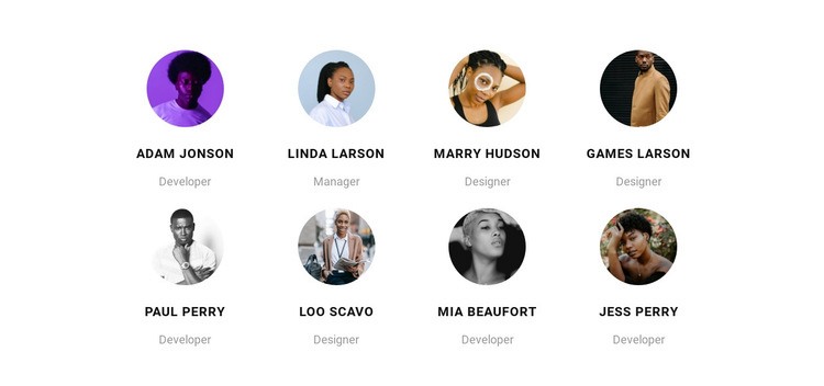 Team of eight Homepage Design