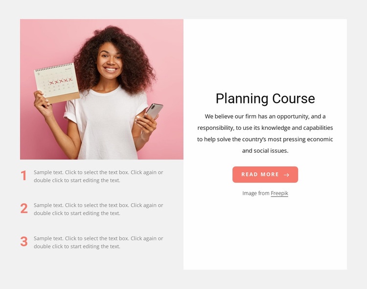 Planning course Wix Template Alternative