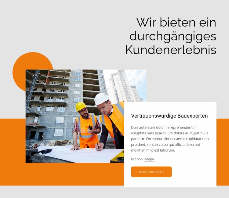 Vertrauenswürdige Bauexperten Website Builder-Vorlagen