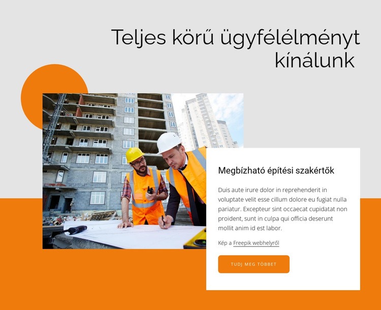 Megbízható építési szakértők Weboldal sablon