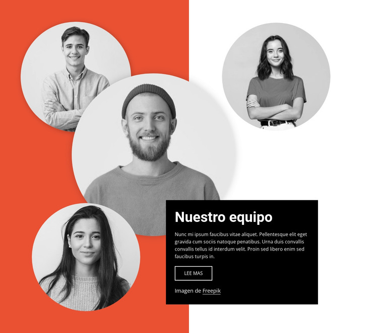 Bloque de equipo con imágenes en capas Plantilla HTML