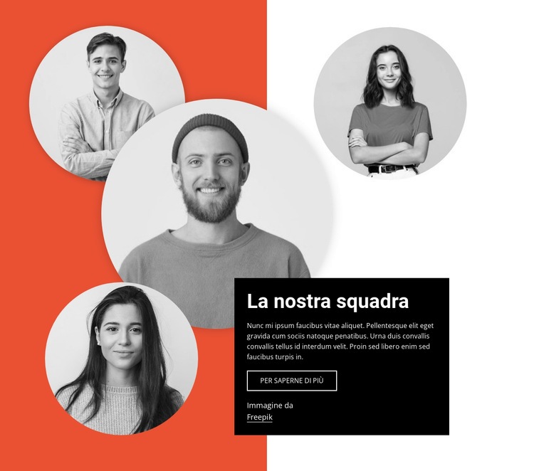 Blocco squadra con immagini a strati Mockup del sito web