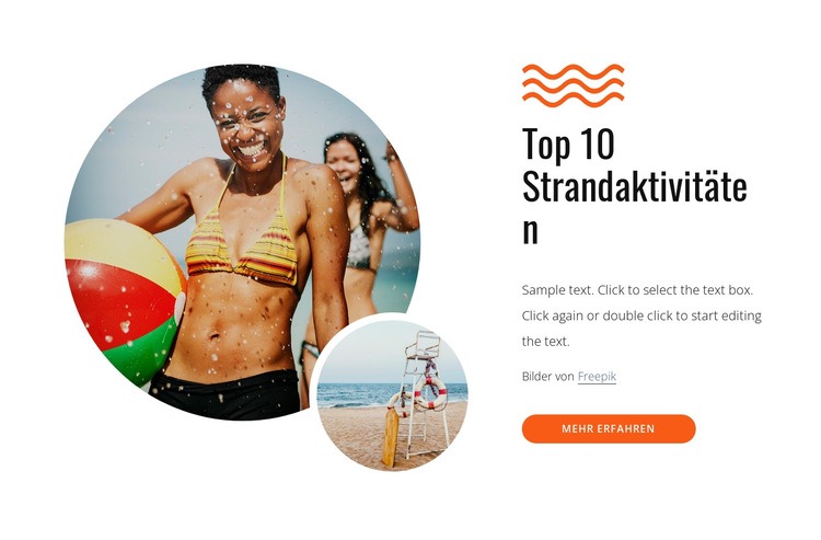 Top-Aktivitäten am Strand Website Builder-Vorlagen