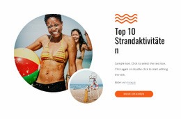 Kostenloses Website-Modell Für Top-Aktivitäten Am Strand