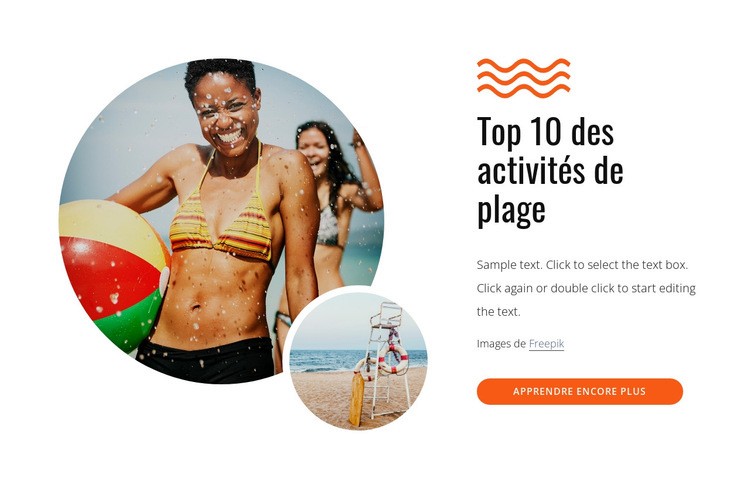 Les meilleures activités de plage Créateur de site Web HTML