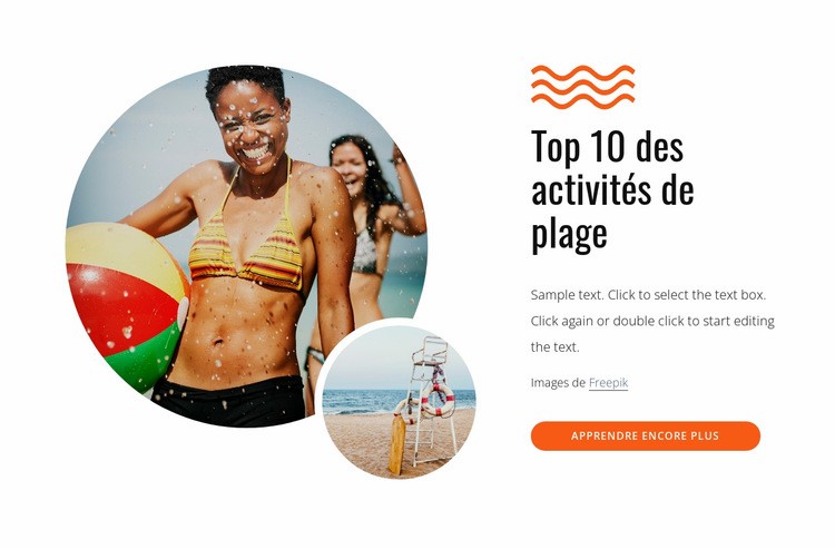 Les meilleures activités de plage Modèle d'une page