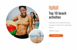 Top Beach Activities - Free Homepage Design