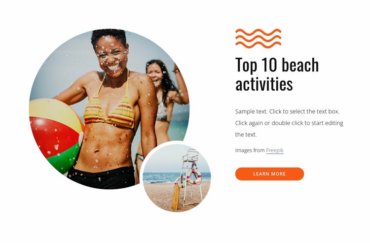 Top beach activities Homepage Design