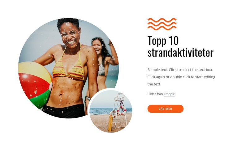 Topp strandaktiviteter Webbplats mall