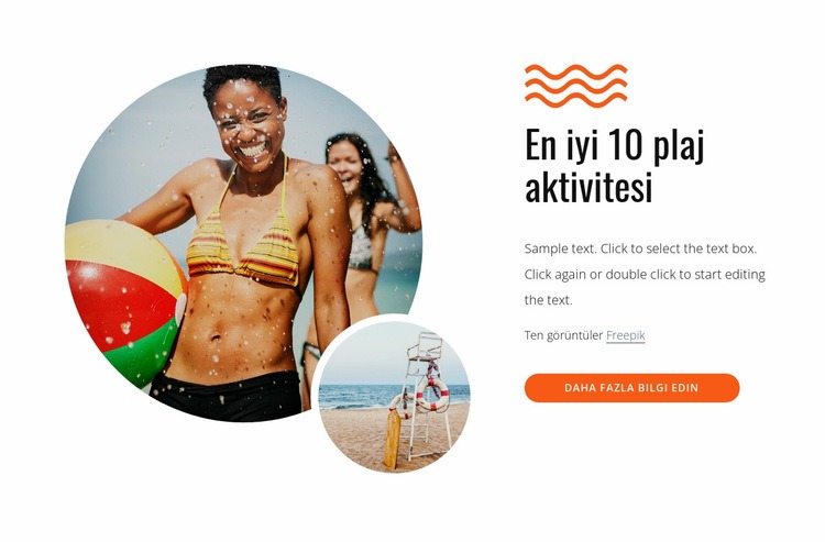 En iyi plaj aktiviteleri Web Sitesi Mockup'ı