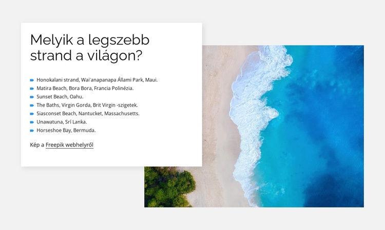 A legszebb strandok Weboldal tervezés