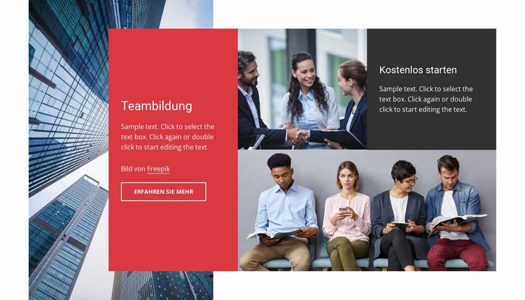 Team Bbuilding-Übung Landing Page