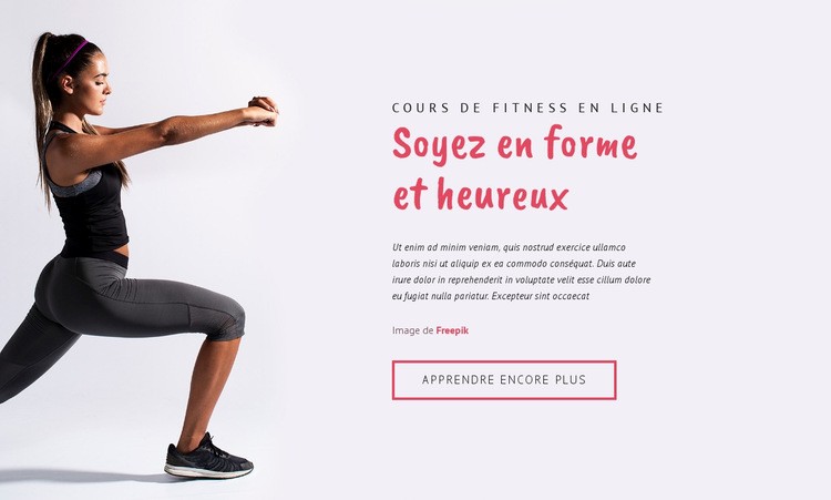 Cours de fitness en ligne Maquette de site Web