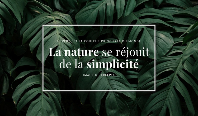 La nature se plait à la simplicité Maquette de site Web