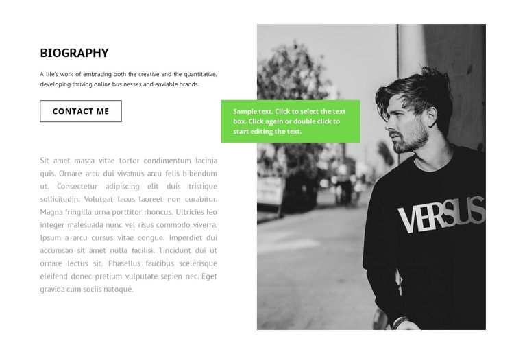 Biography of the writer Homepage Design