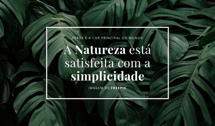 A natureza se agrada da simplicidade Design do site