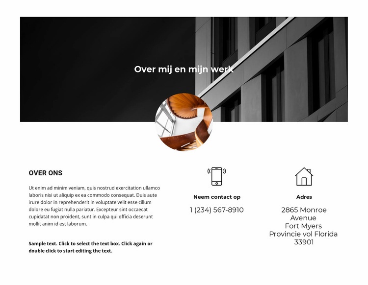 Contact en informatie Website mockup