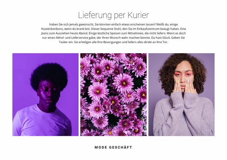Galerie in Lilatönen Website-Modell