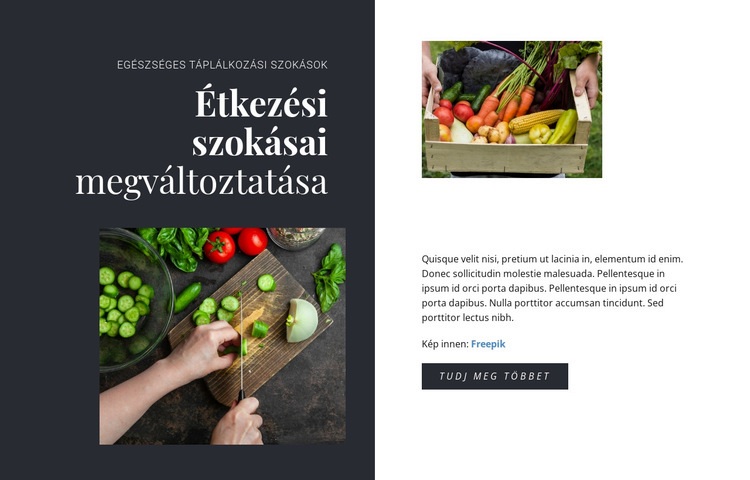 Egészséges táplálkozási szokások Weboldal tervezés