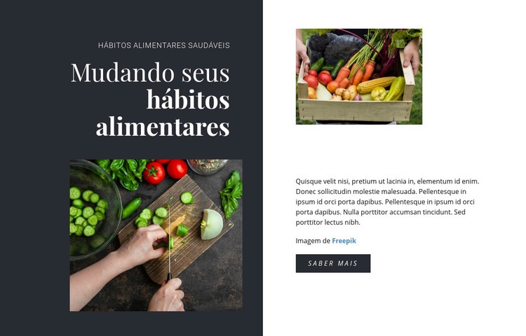 Hábitos alimentares saudáveis Design do site