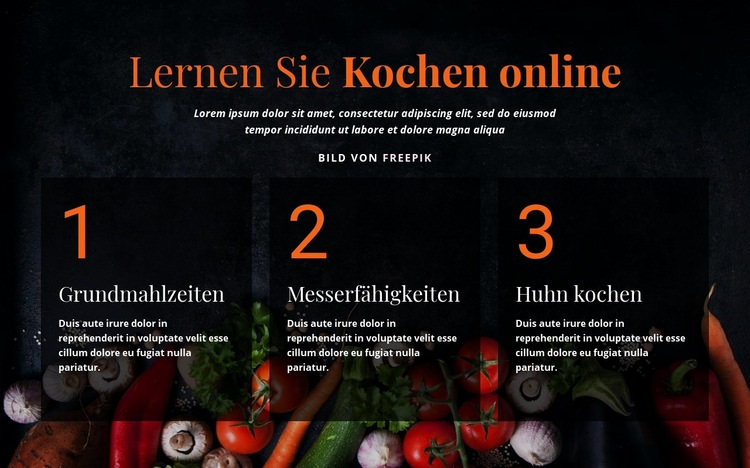 Online-Kurse kochen Website-Modell