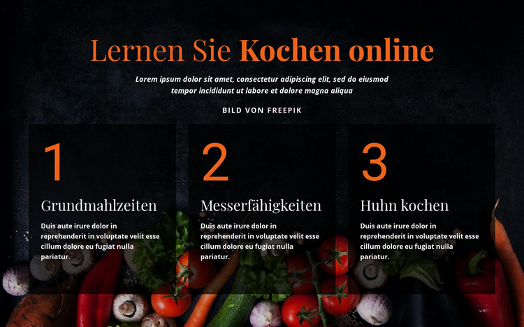 Online-Kurse kochen Website-Vorlage
