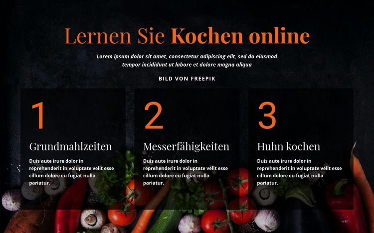 Online-Kurse kochen Landing Page