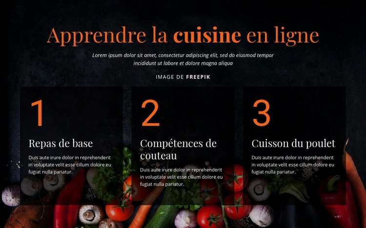 Cours de cuisine en ligne Modèles de constructeur de sites Web